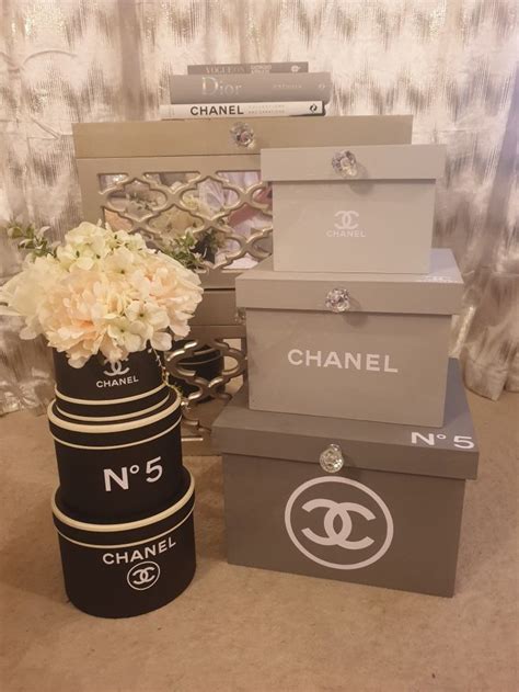 chanel box decor|Chanel inspired home decor.